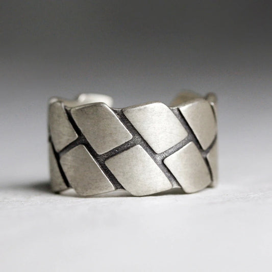 BESPOKE STIRLING SILVER GEOMETRIC WIDE BAND RING