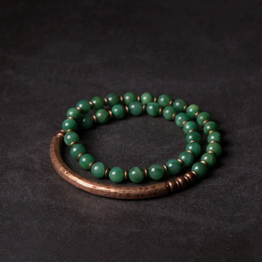 BESPOKE JADE AND RED JASPER STONE AND COPPER BRACELET