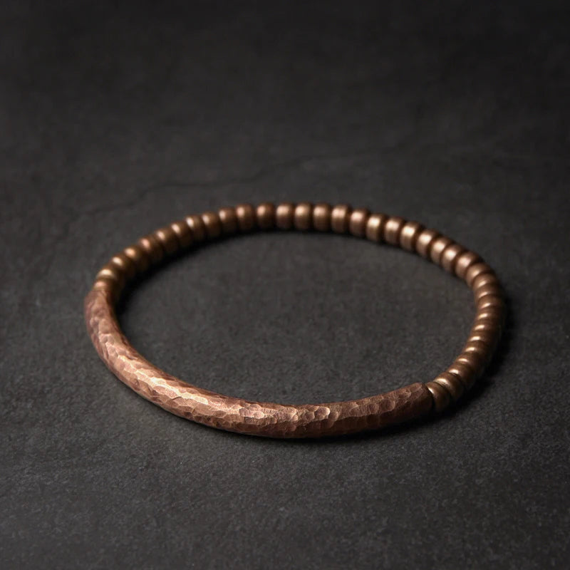 BESPOKE BEATEN COPPER & BEADED BRACELET