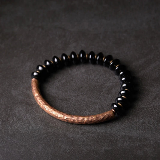 BESPOKE ONYX BEAD AND SOLID COPPER BRACELET