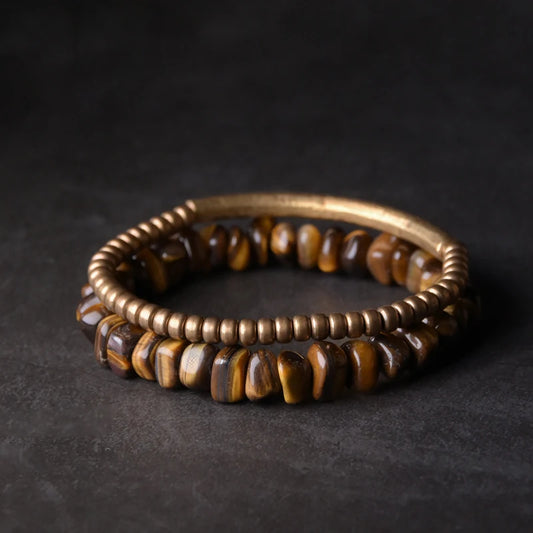 BESPOKE TIGER EYE AND COPPER BEAD SOLID COPPER BRACELET