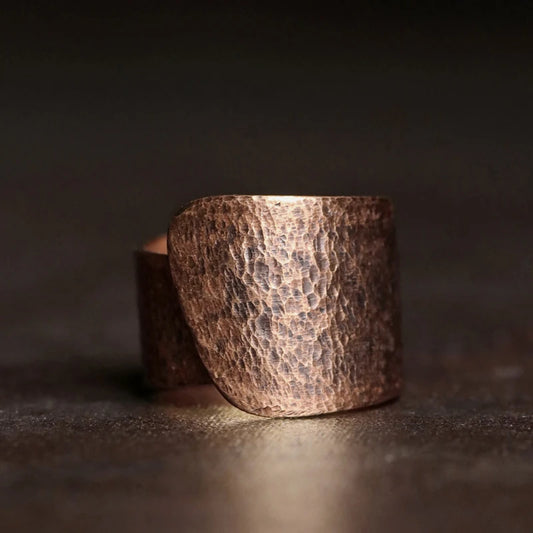 BESPOKE COPPER WIDE FLAIR SLEEK OR HAMMERED RING